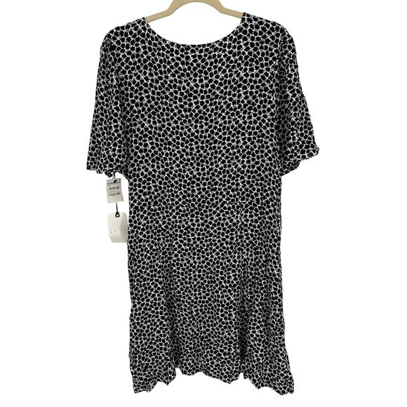 Leith New! Cloud Floral Dress Black White Knee Length Short Sleeve Work Size 2X - Picture 2 of 9